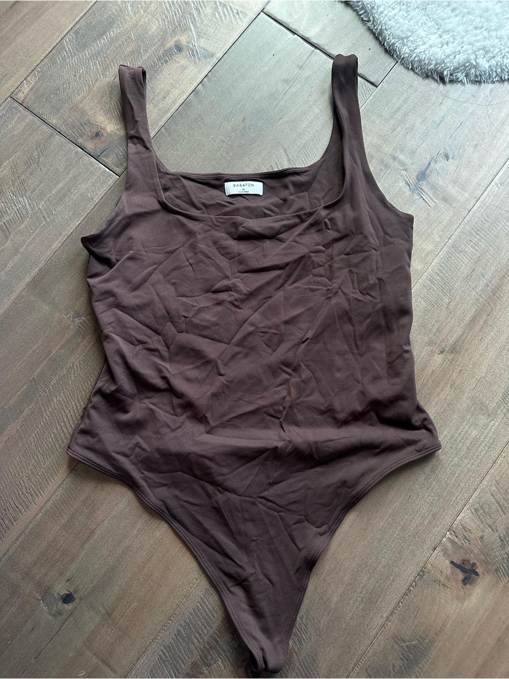 Babaton Brown Ribbed Tank Bodysuit